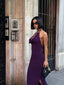 Noir Allure Maxi Dress Halter Chain Detail - 1259