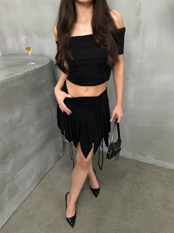 Ethereal Asymmetrical Ruched Skirt - 1173