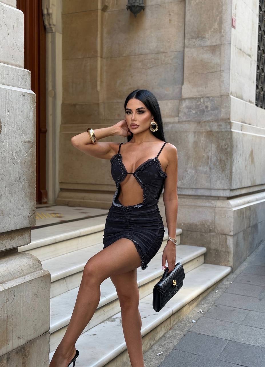 The Havana Cut-Out Ruffle Mini Dress Sunset Glow - 1229