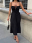 The Riviera Charm Lace-Up Midi Dress Summer Romance - 1202