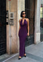 Noir Allure Maxi Dress Halter Chain Detail - 1259