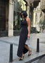 Noir Allure Maxi Dress Halter Chain Detail - 1259