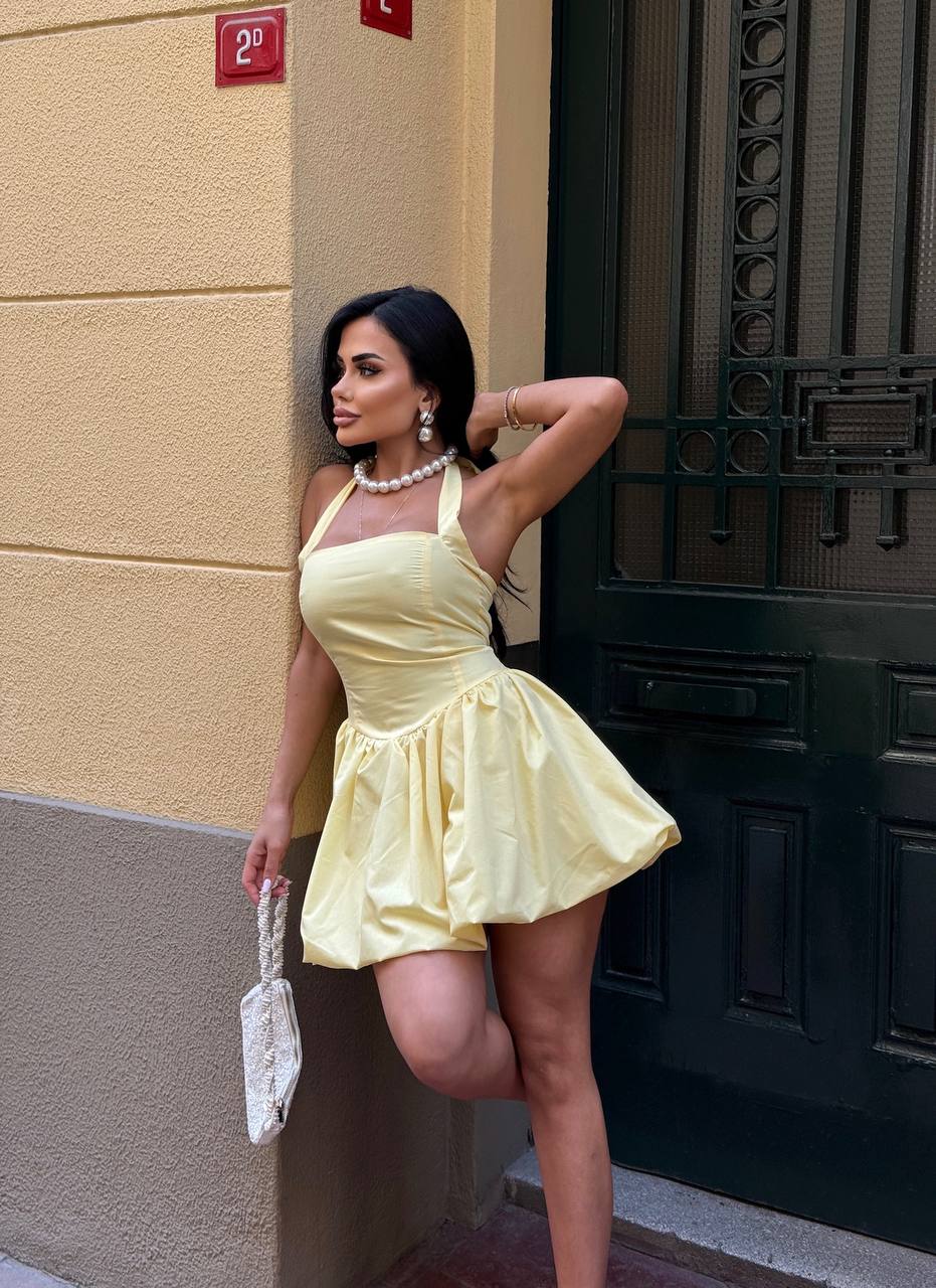 The Bella Halter Bubble Mini Dress Luxe Edition - 1214