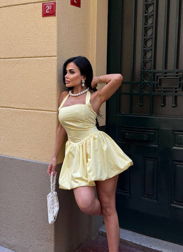 The Bella Halter Bubble Mini Dress Luxe Edition - 1214