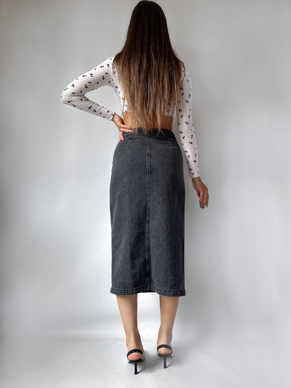 The Chic Denim Midi Skirt – 1160