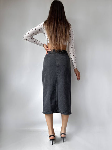 The Chic Denim Midi Skirt – 1160