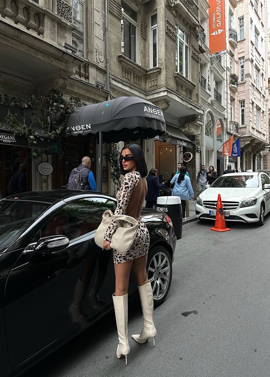 The Leopard Luxe Long Sleeve Short Dress - 1021