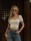 The Ruched Puff-Sleeve Crop Top – 1172