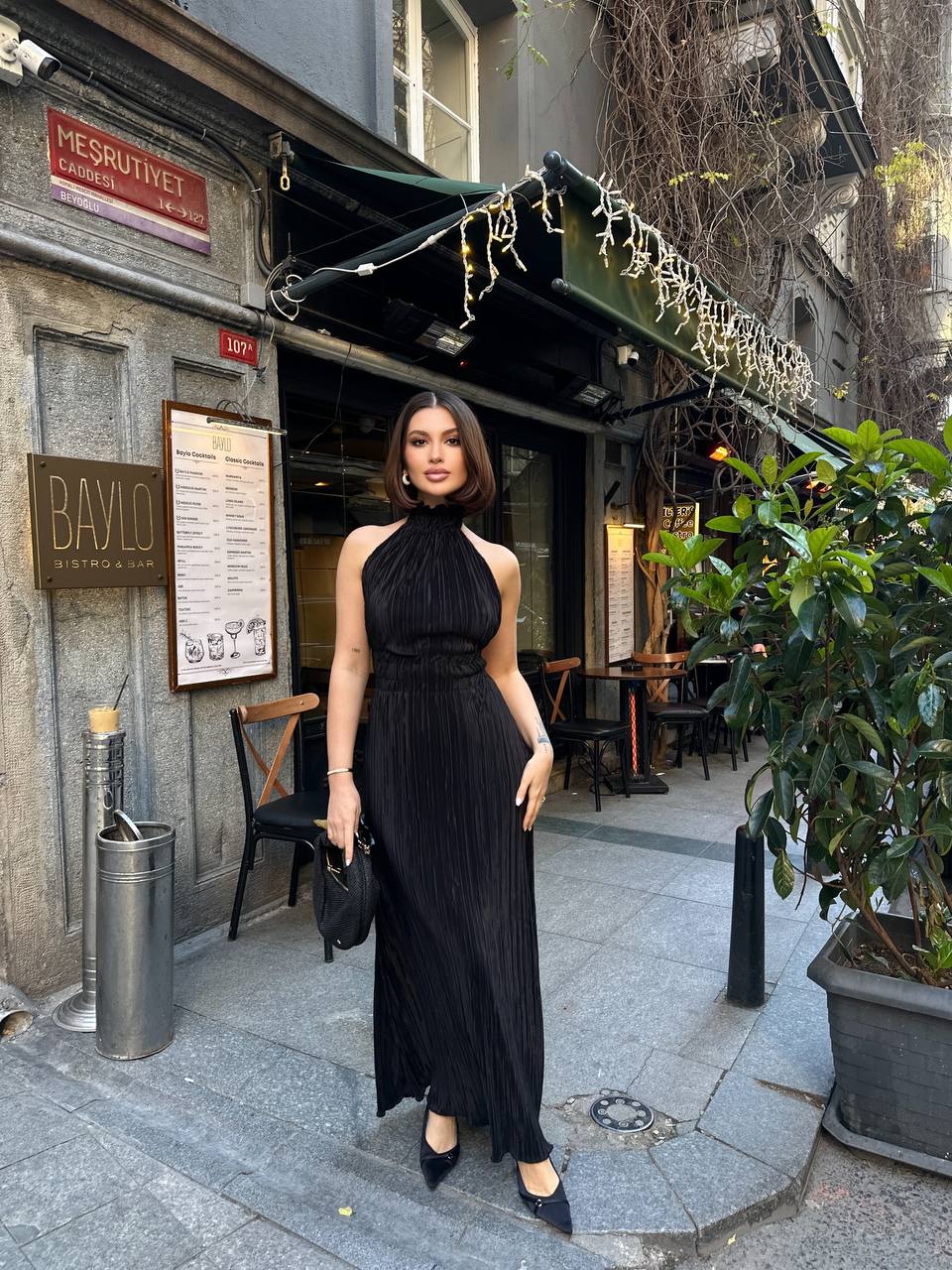 Ethereal Pleated Halter Maxi Dress - 1178