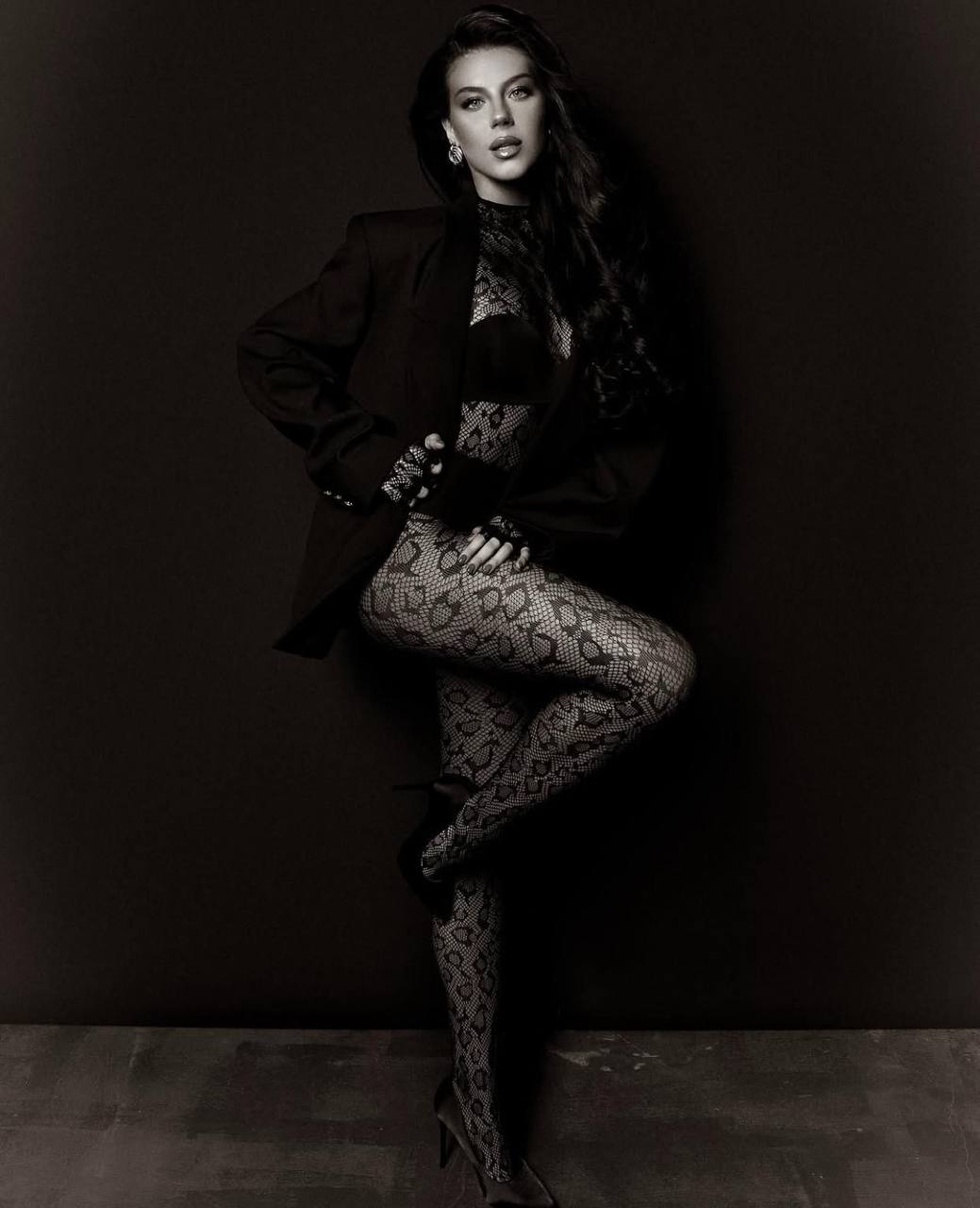 Noir Lace Illusion Full Bodysuit  Bold Elegance - 1180