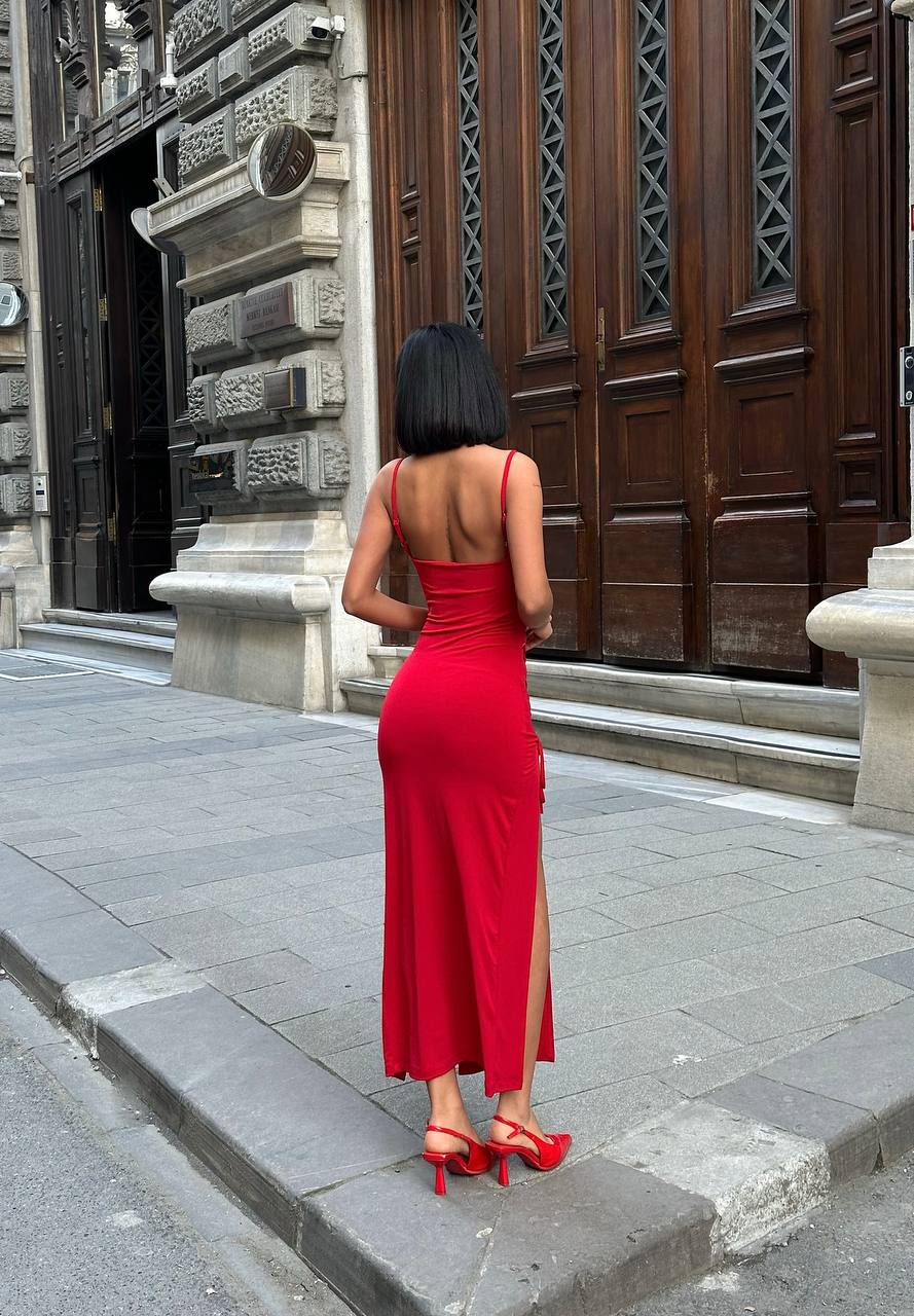 The Vixen Lace-Up Slit Maxi Dress Fierce Allure - 1186