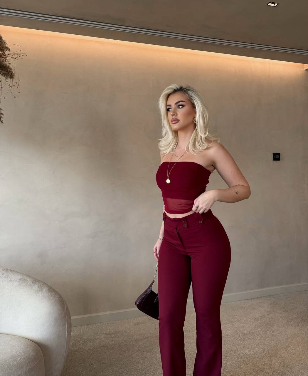 The Luxe Strapless Mesh Panel Set  Chic Two-Piece - 1166