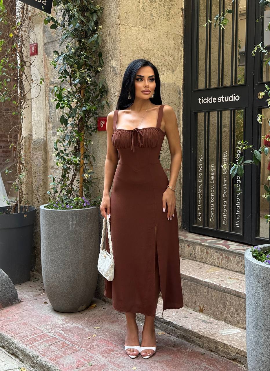 Sienna Lace-Up Corset Midi Dress - 1212