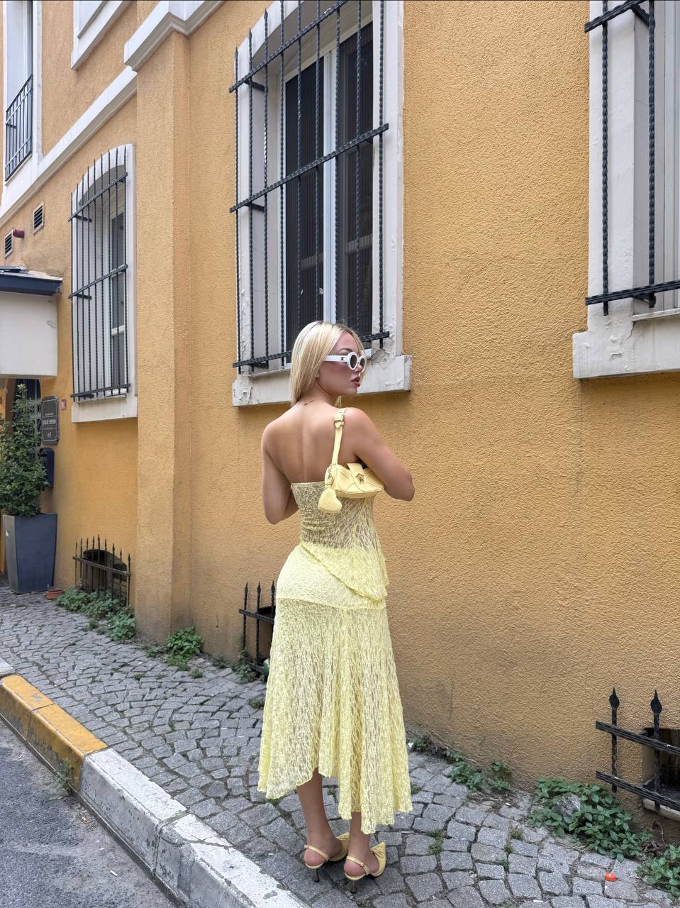 Sunset Whisper Strapless Lace Midi Dress - 1223