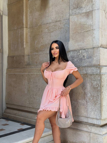 The Ruffle Charm Puff Sleeve Pastel Romance - 1228