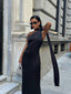 Eternal Glow Maxi Dress One-Shoulder Draped Scarf Detail - 1247