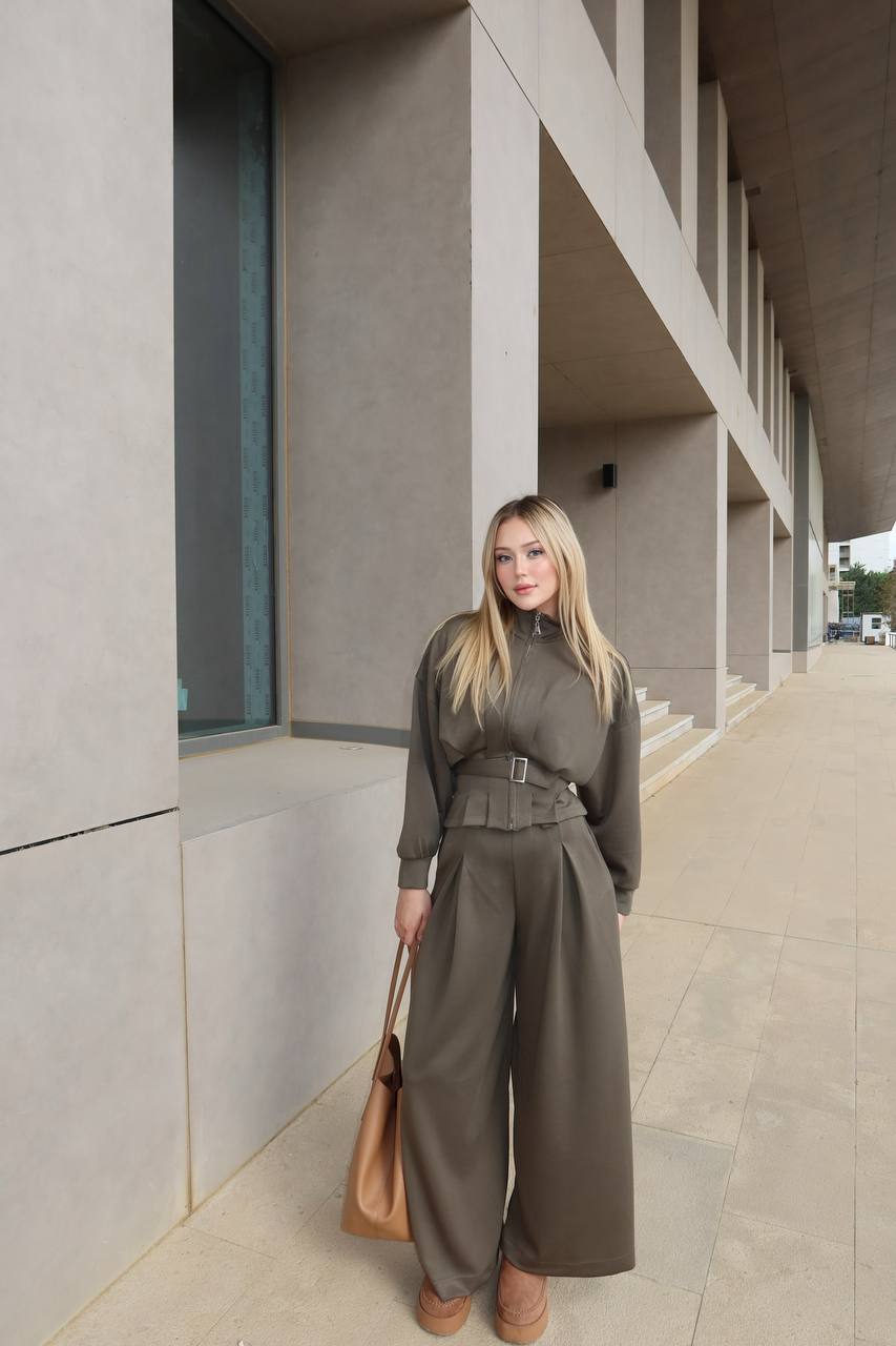 Urban Ease Jumpsuit Wide-Leg Belted - 1256