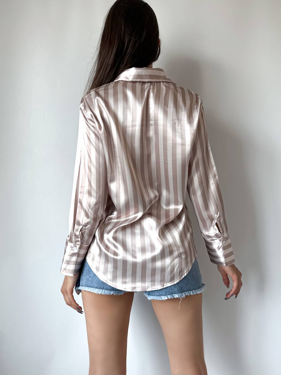 The Satin Striped Long Sleeve Blouse – 1159