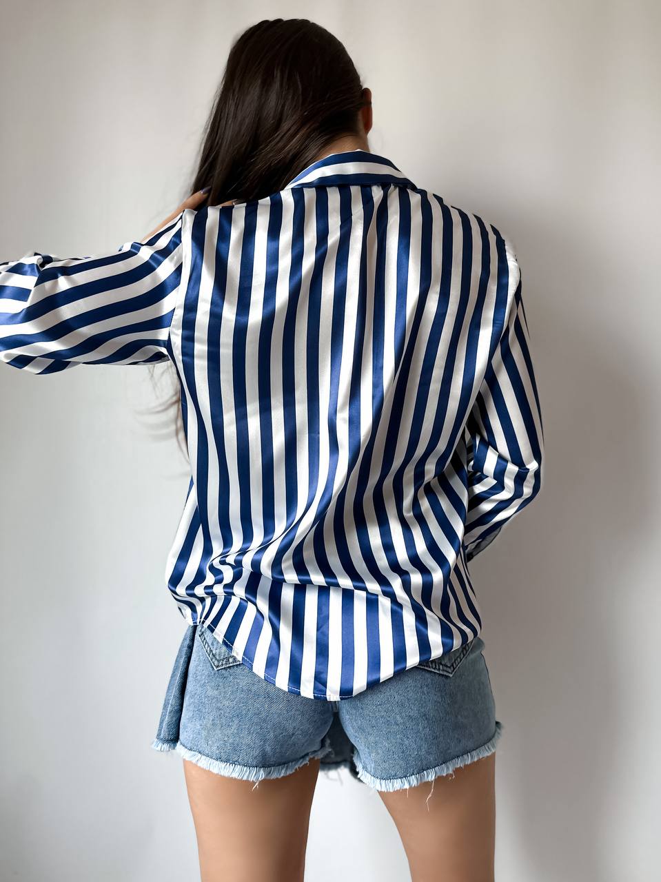 The Satin Striped Long Sleeve Blouse – 1159