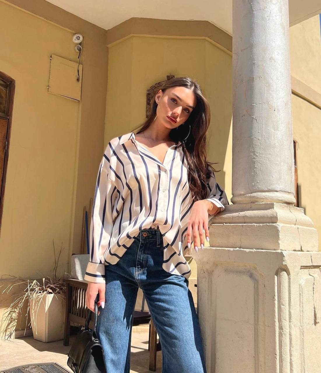 The Satin Striped Long Sleeve Blouse – 1159