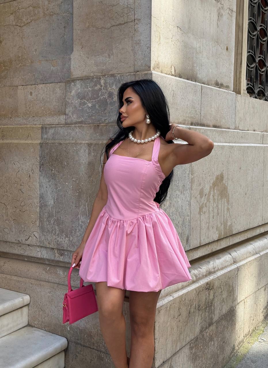 The Bella Halter Bubble Mini Dress Luxe Edition - 1214