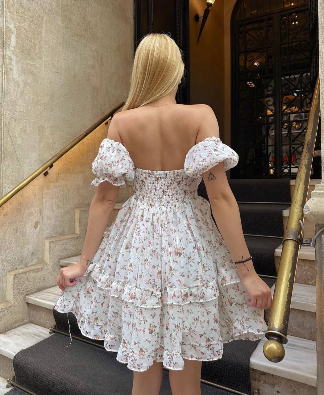 Blossom Romance Off-Shoulder Dress – 1151