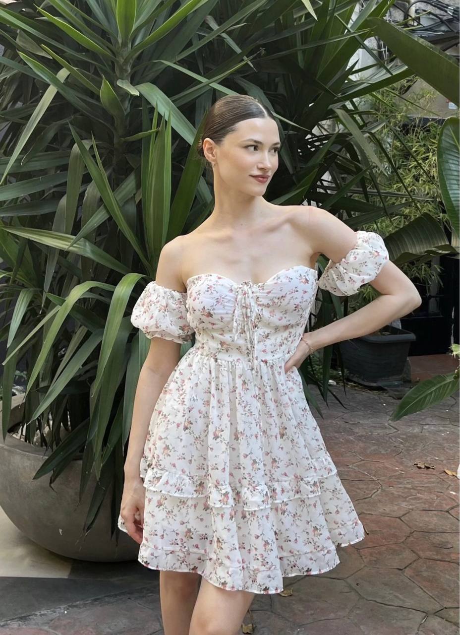 Blossom Romance Off-Shoulder Dress – 1151