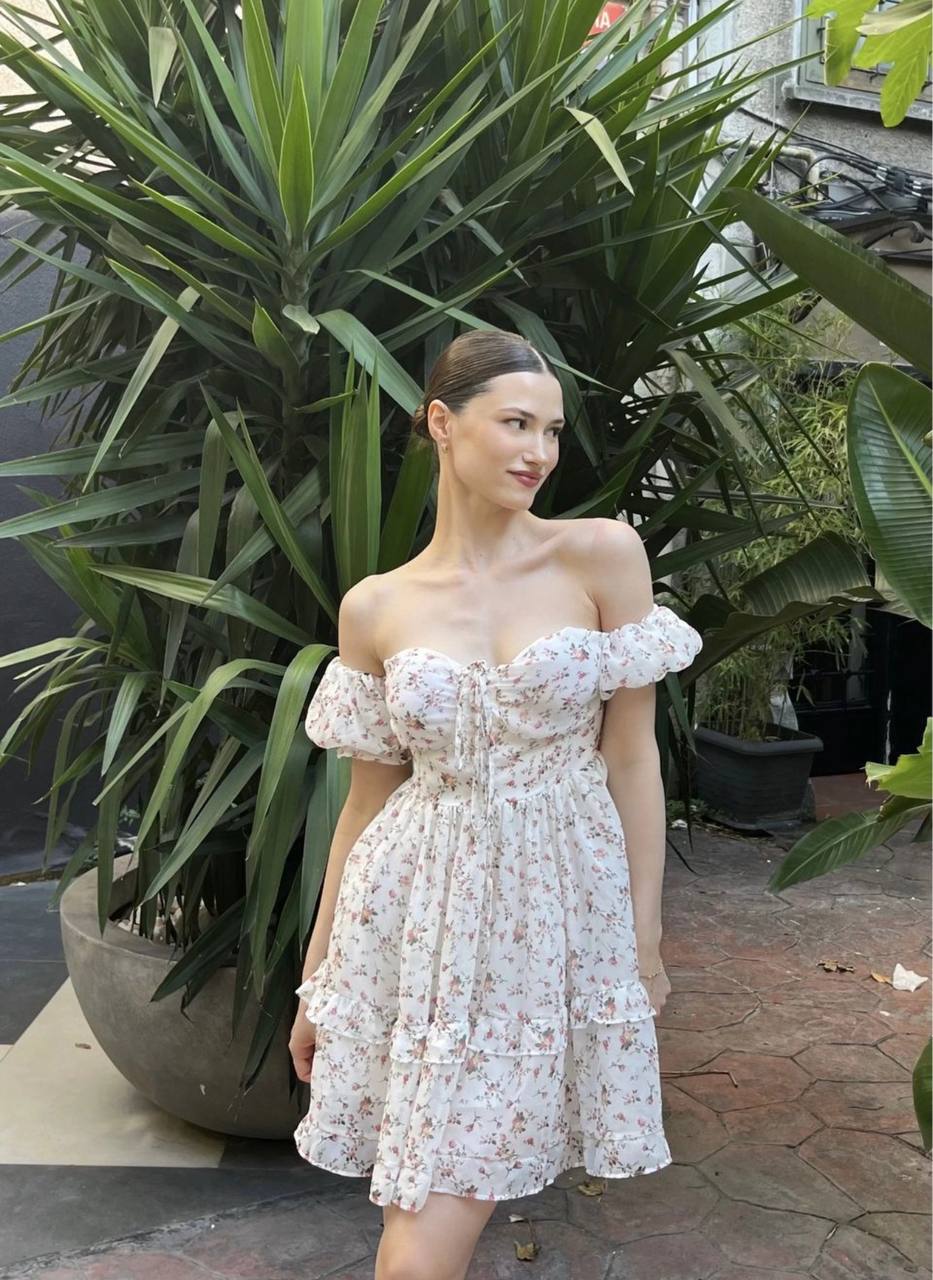 Blossom Romance Off-Shoulder Dress – 1151