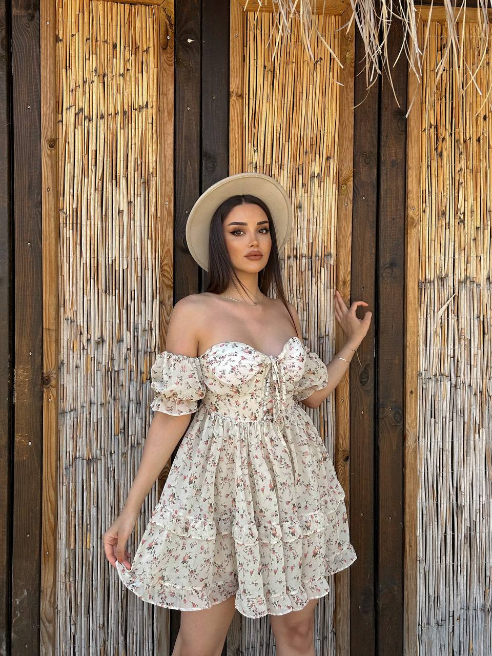 Blossom Romance Off-Shoulder Dress – 1151
