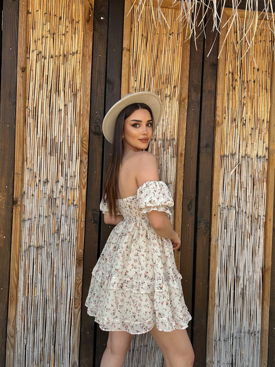 Blossom Romance Off-Shoulder Dress – 1151
