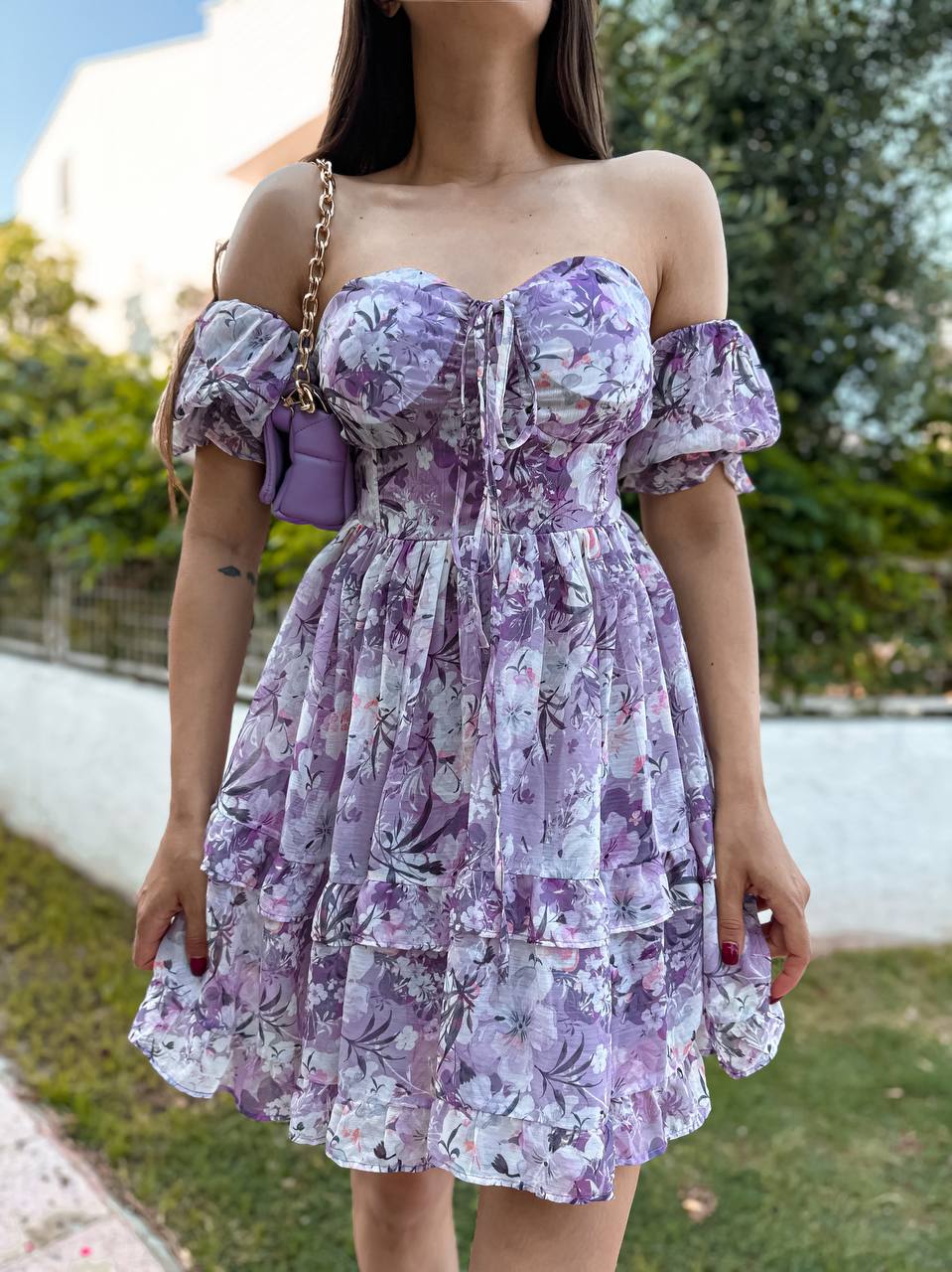 Blossom Romance Off-Shoulder Dress – 1151