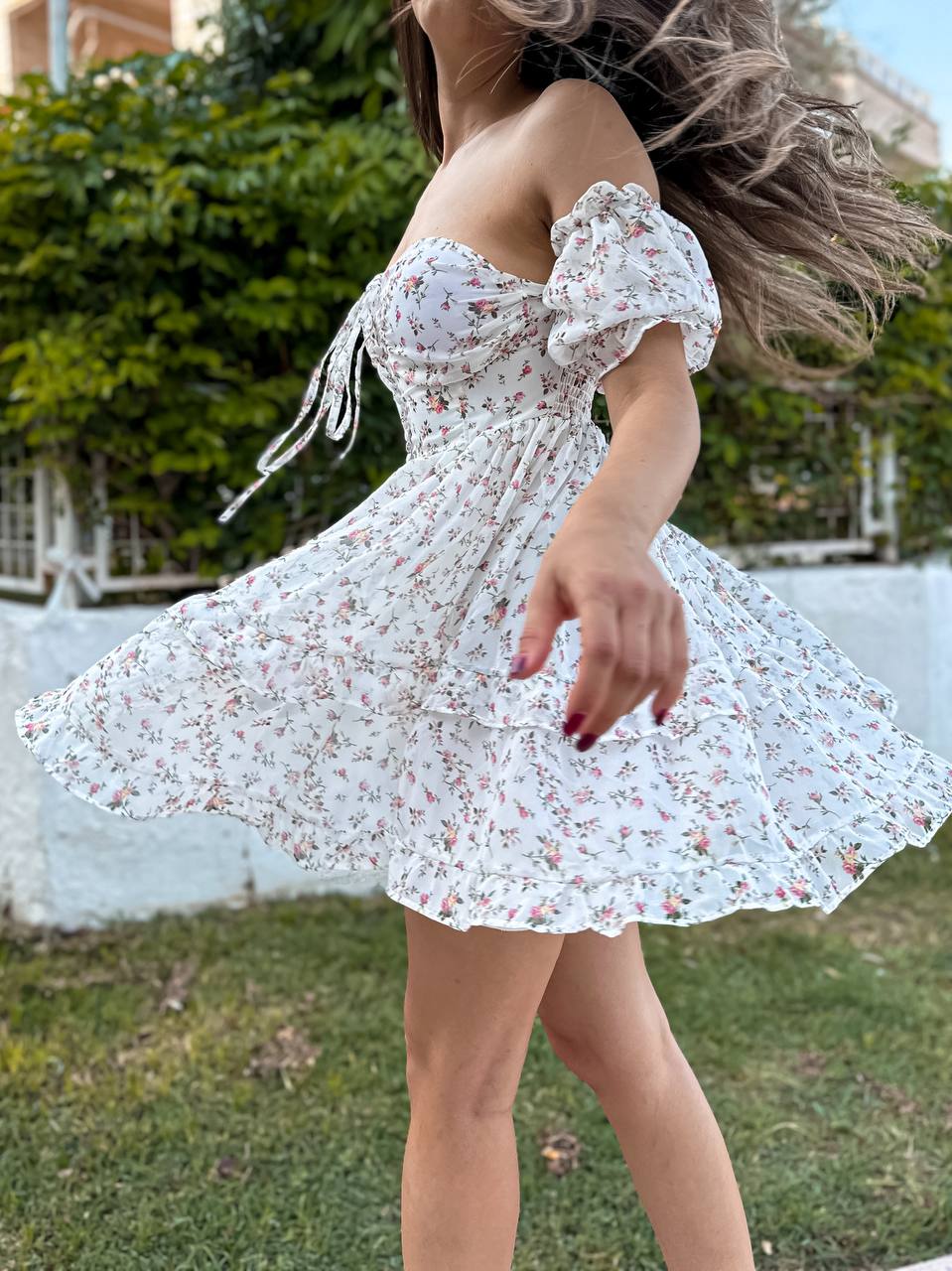 Blossom Romance Off-Shoulder Dress – 1151