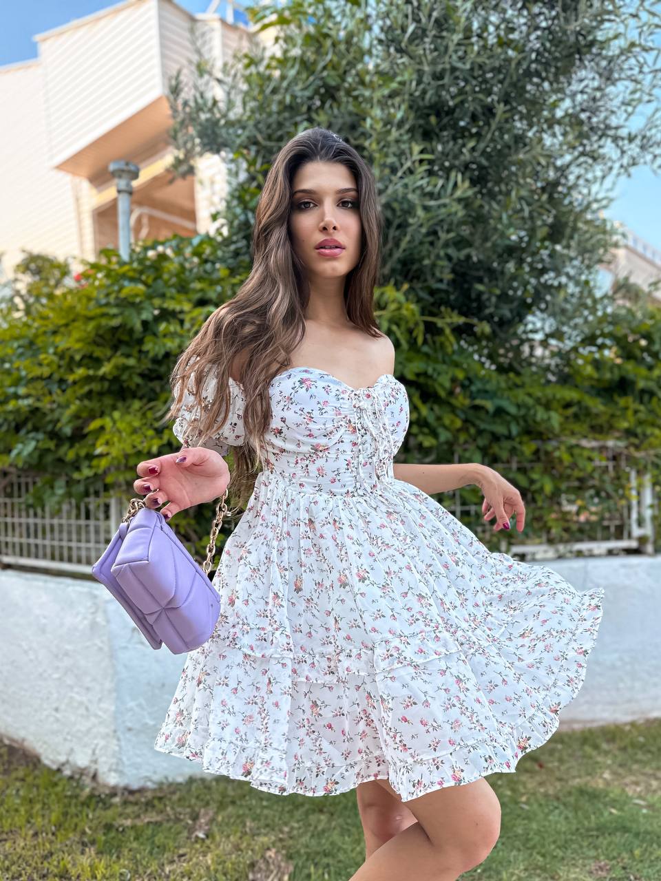 Blossom Romance Off-Shoulder Dress – 1151