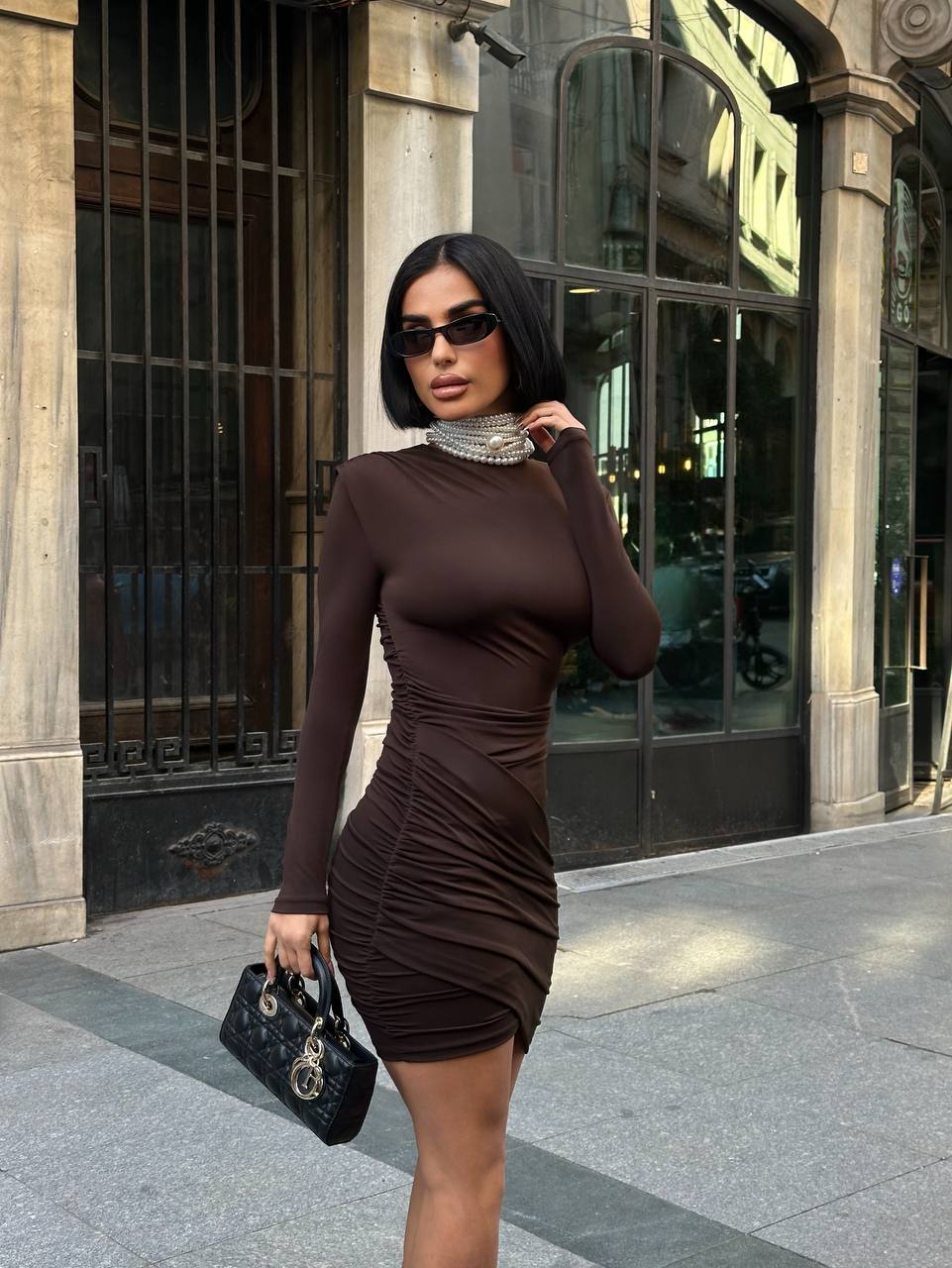 Midnight Muse Mini Dress – Fitted Ruched Elegance – 1258