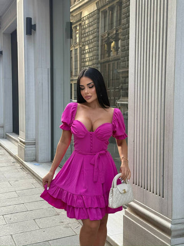 The Bella Ruffle-Sleeve Corset Mini Dress - 1204