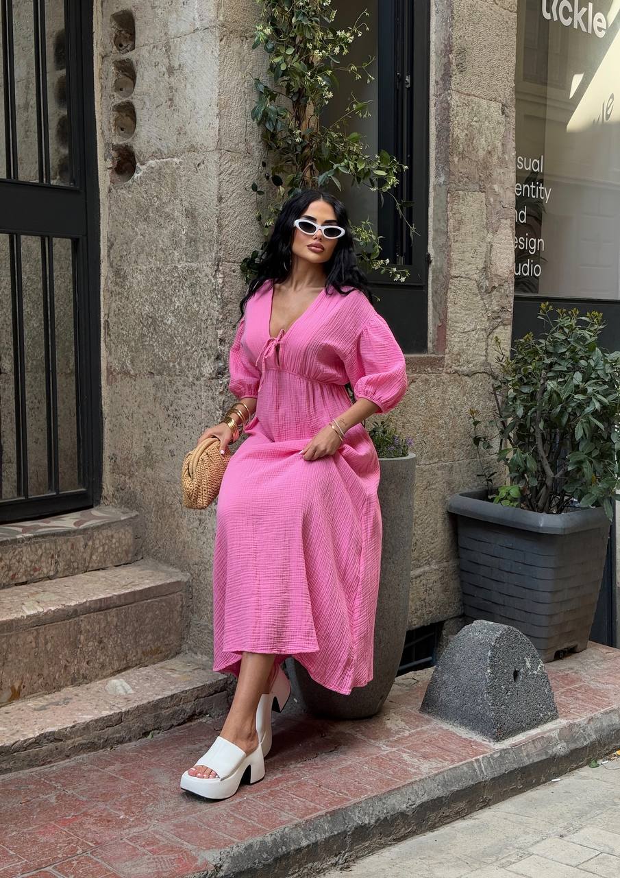 The Riviera Puff-Sleeve Midi Dress – 1206