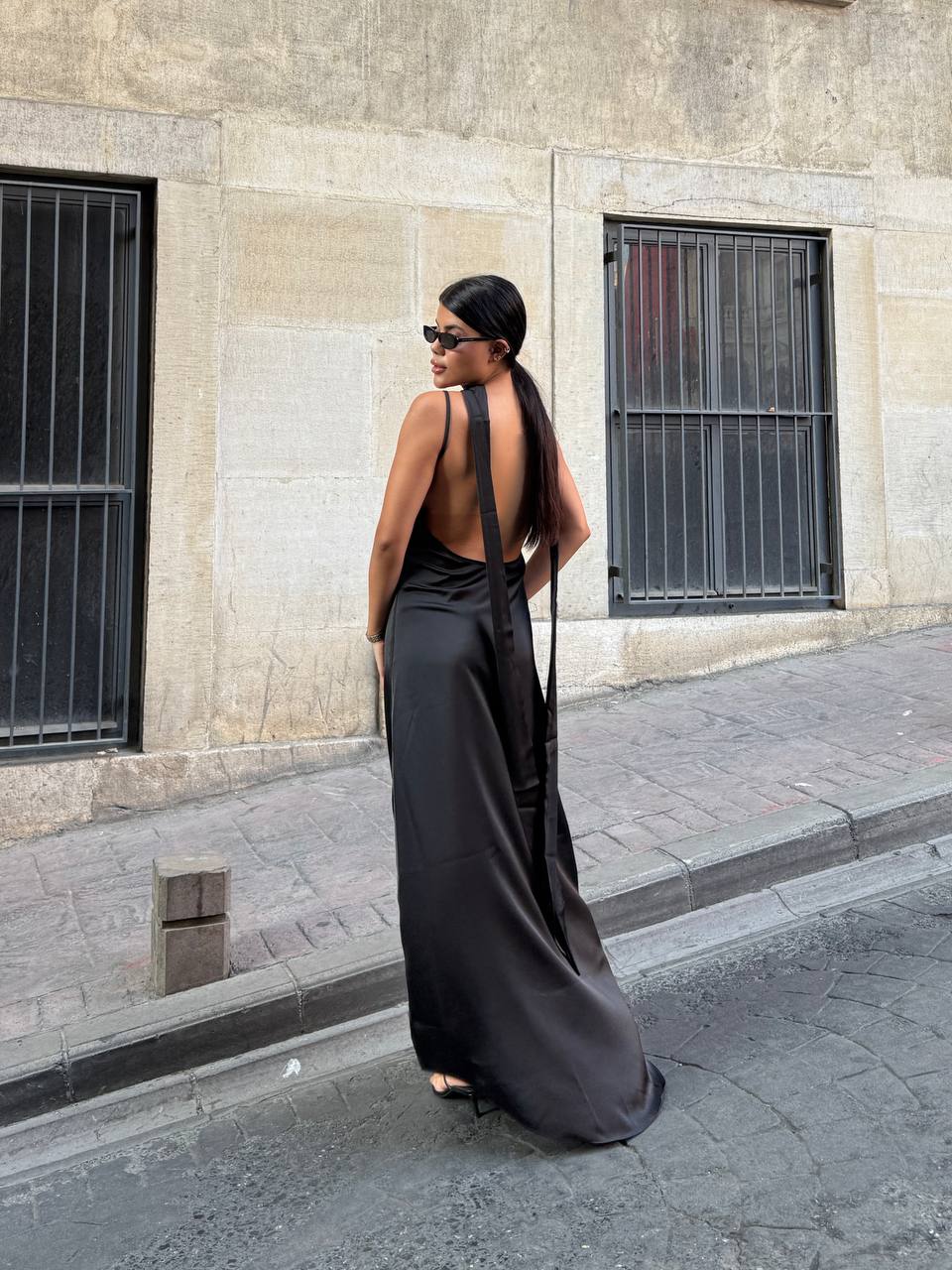 The Nova Backless Satin Maxi Dress Timeless Drape - 1235