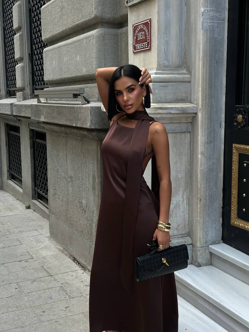 The Nova Backless Satin Maxi Dress Timeless Drape - 1235