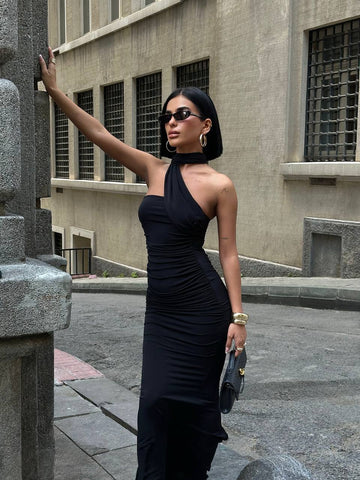 Eternal Muse  Maxi Dress  One-Shoulder  Draped Detail - 1245