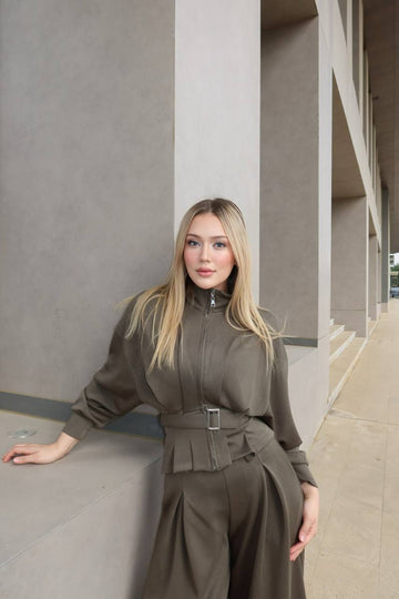 Urban Ease Jumpsuit Wide-Leg Belted - 1256