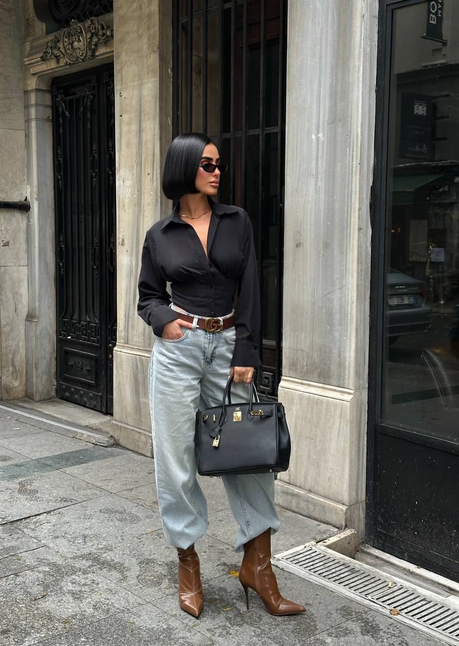 Urban Sculpt Cropped Blouse Fitted Waist Shaping 1278