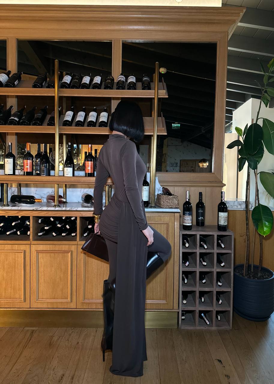 Midnight Muse Maxi Dress Fitted Draped Panel 1275