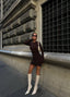 The Luxe Ruched Long Sleeve Mini Dress – 1043