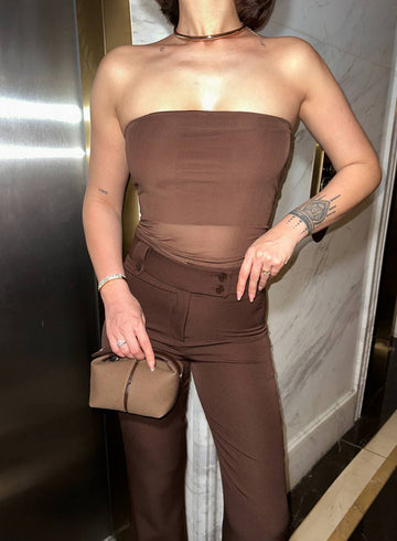 The Luxe Strapless Mesh Panel Set  Chic Two-Piece - 1166