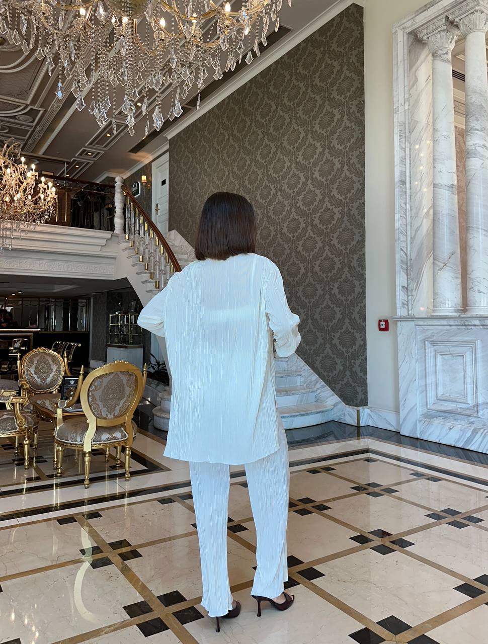 The Noir & Merlot Pleated Lounge Set 3-Piece Co-ord - 1198