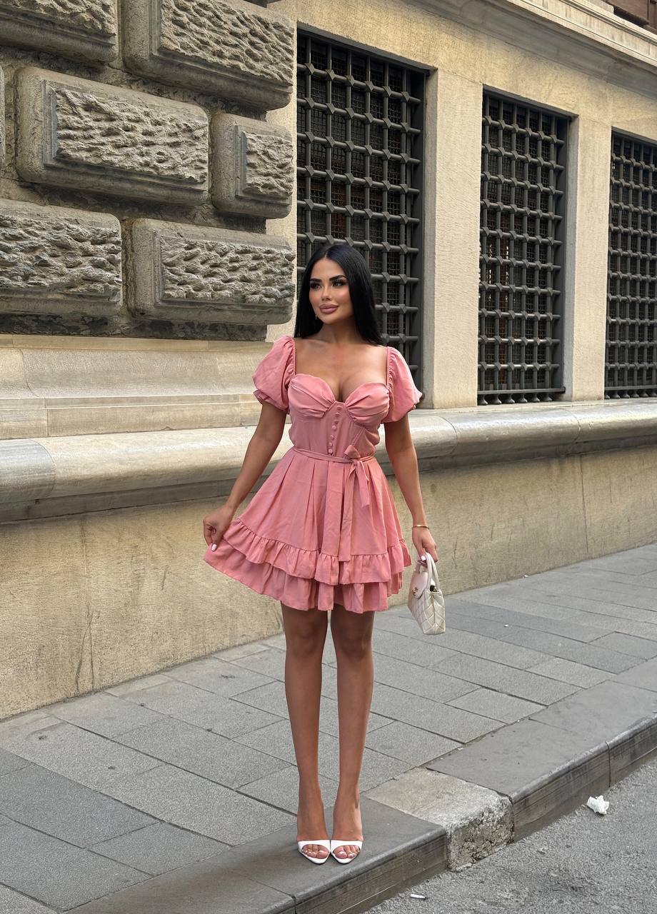 The Bella Ruffle-Sleeve Corset Mini Dress - 1204