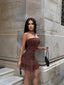 The Noir Ruched Tube Mini Dress – 1209