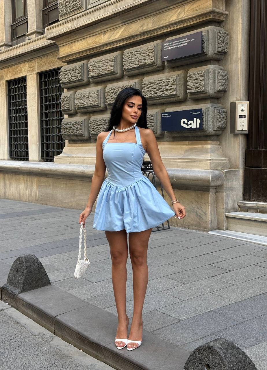 The Bella Halter Bubble Mini Dress Luxe Edition - 1214