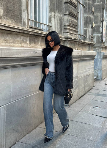 Urban Luxe  Faux Fur Coat Oversized Plush Finish - 1260