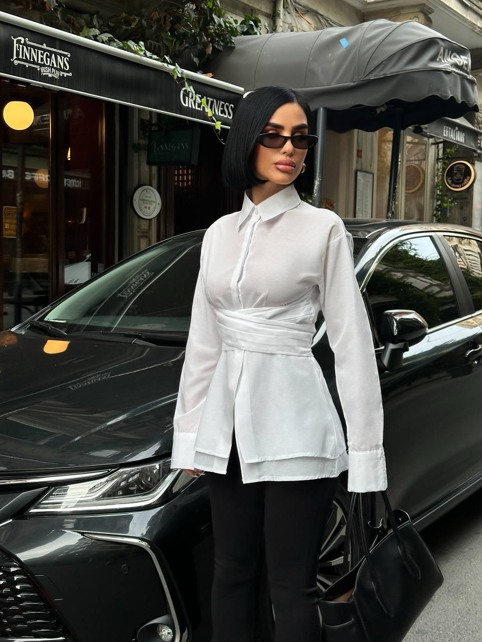 Sculpted Elegance Longline Shirt Dress Wrap Waist 1267